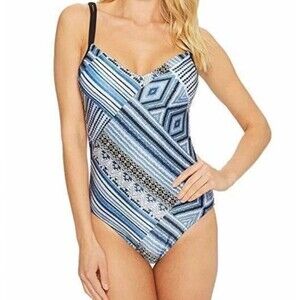 Seafolly Women's Desert Tribe Sweetheart Maillot Swimsuit sz 4 US/ 8 AU Blue